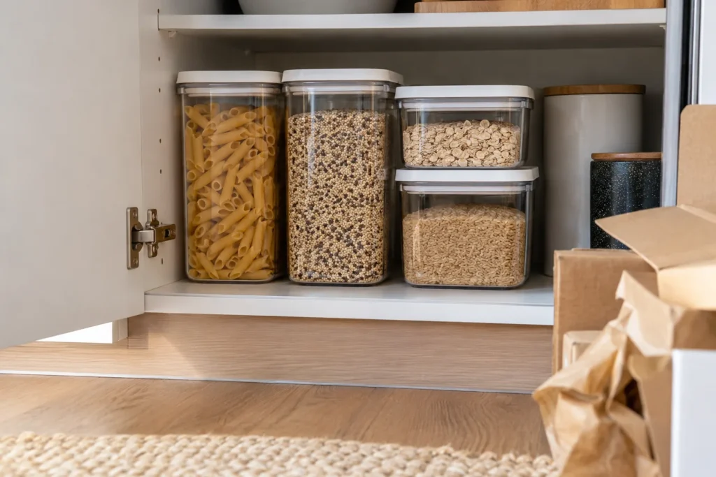 Aliments dans des boîtes fermées